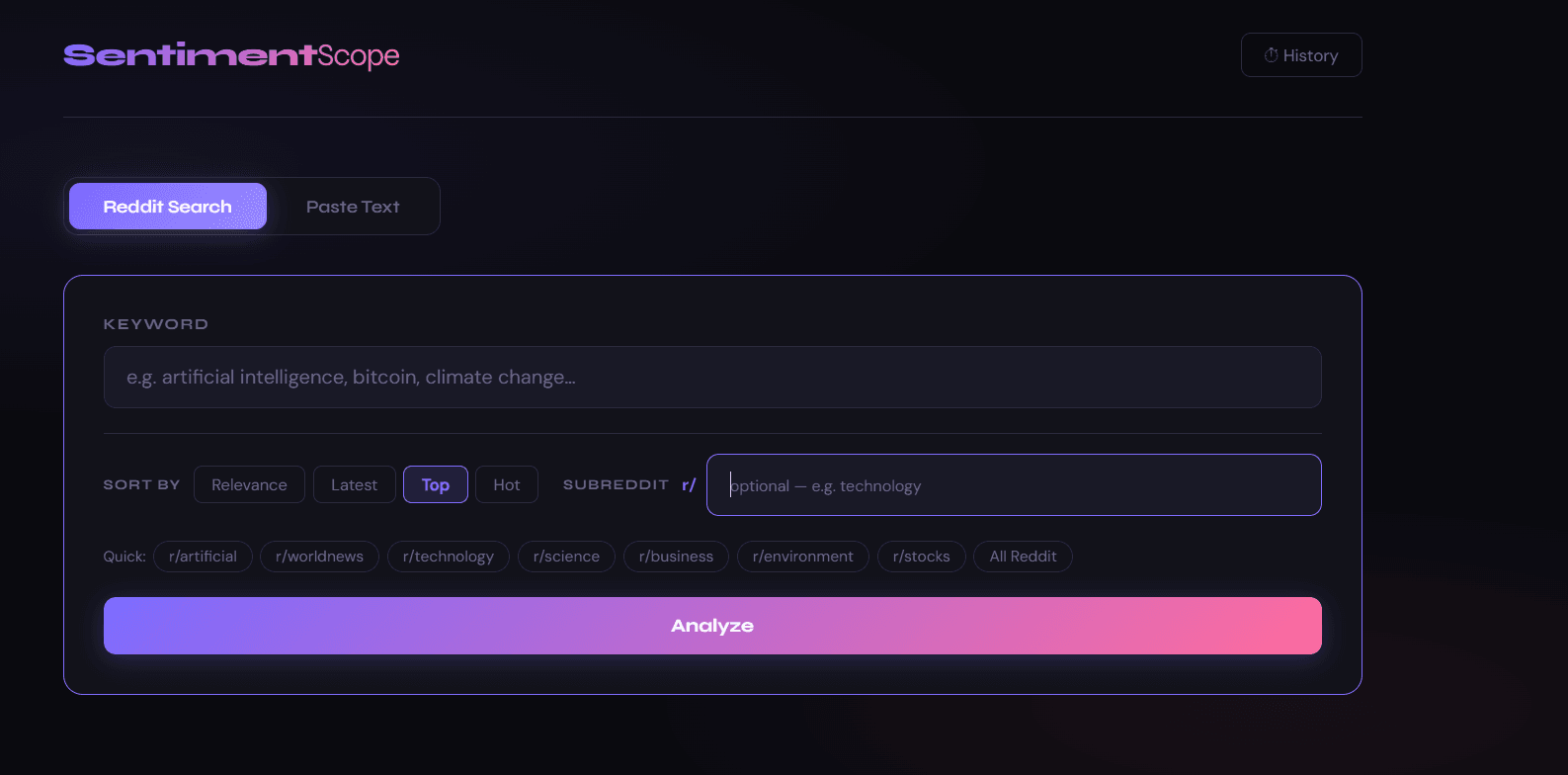 SentimentScope screenshot 1